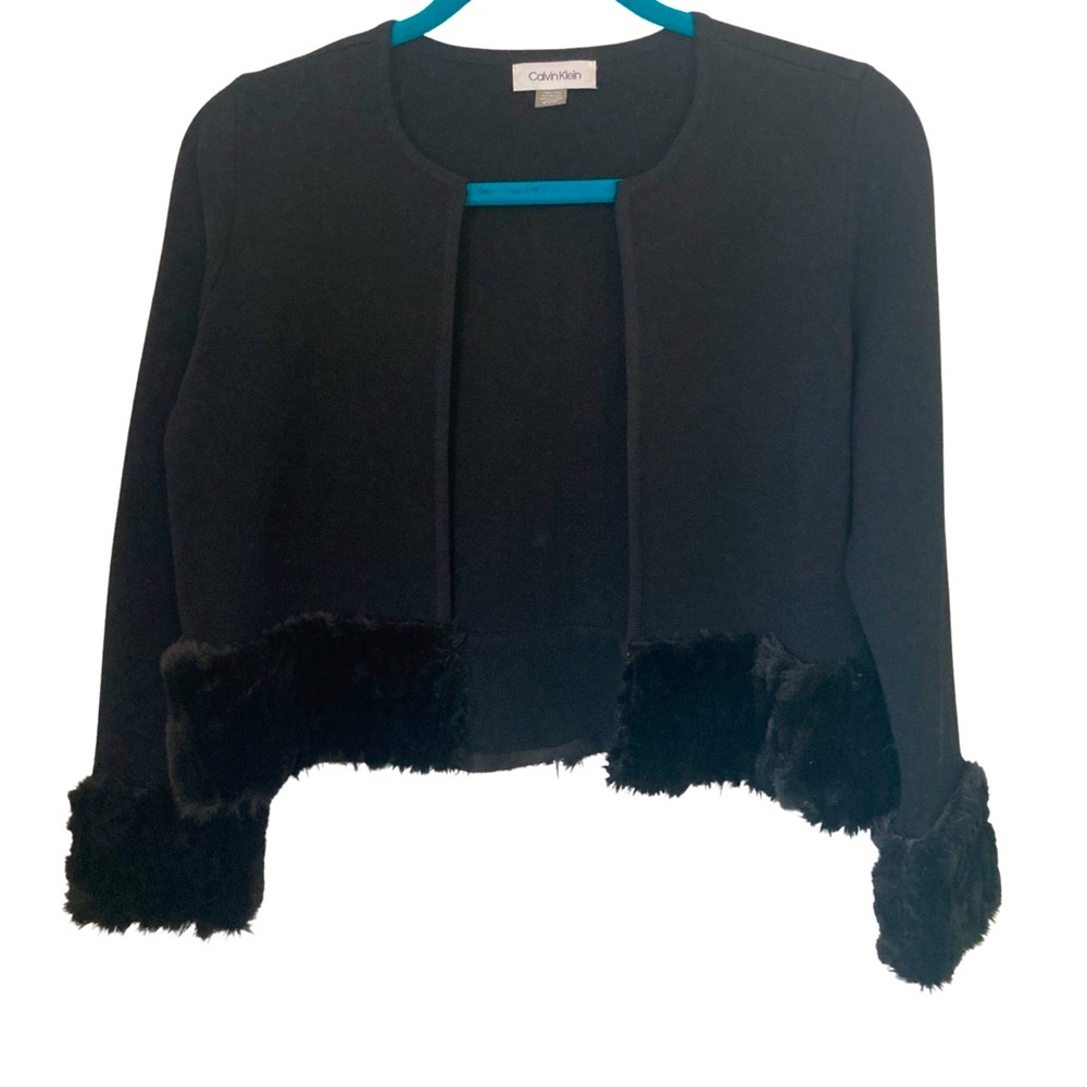 90’s Calvin Klein fur trimmed sweater